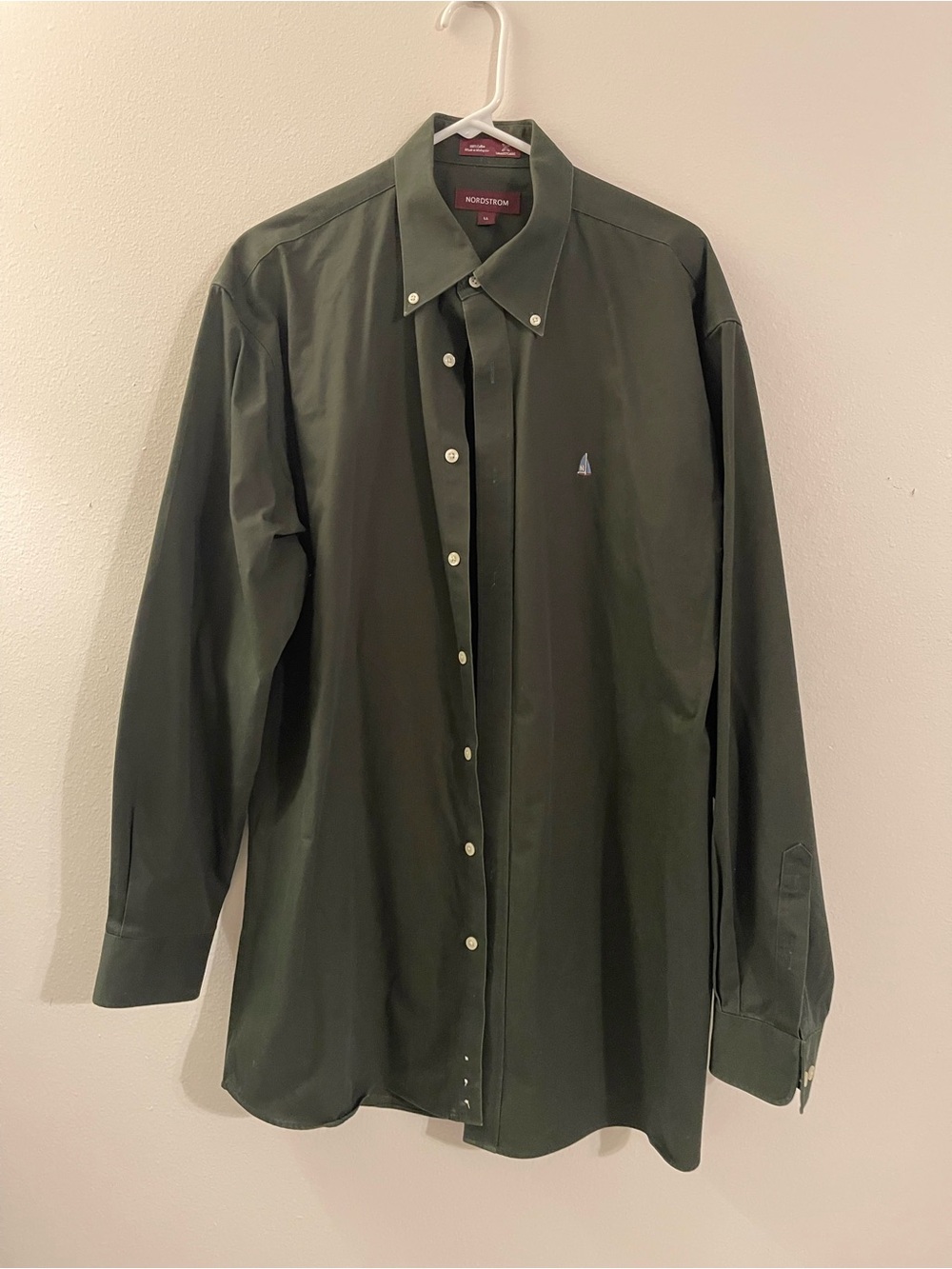 Nordstrom Olive Green Button-Down Dress Shirt